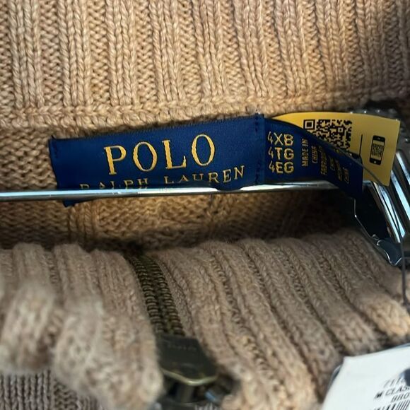Polo Ralph Lauren Men's 1/4 Zip Cable Knit Pullover Sweater Brown Size 4XB NWT - Picture 6 of 6